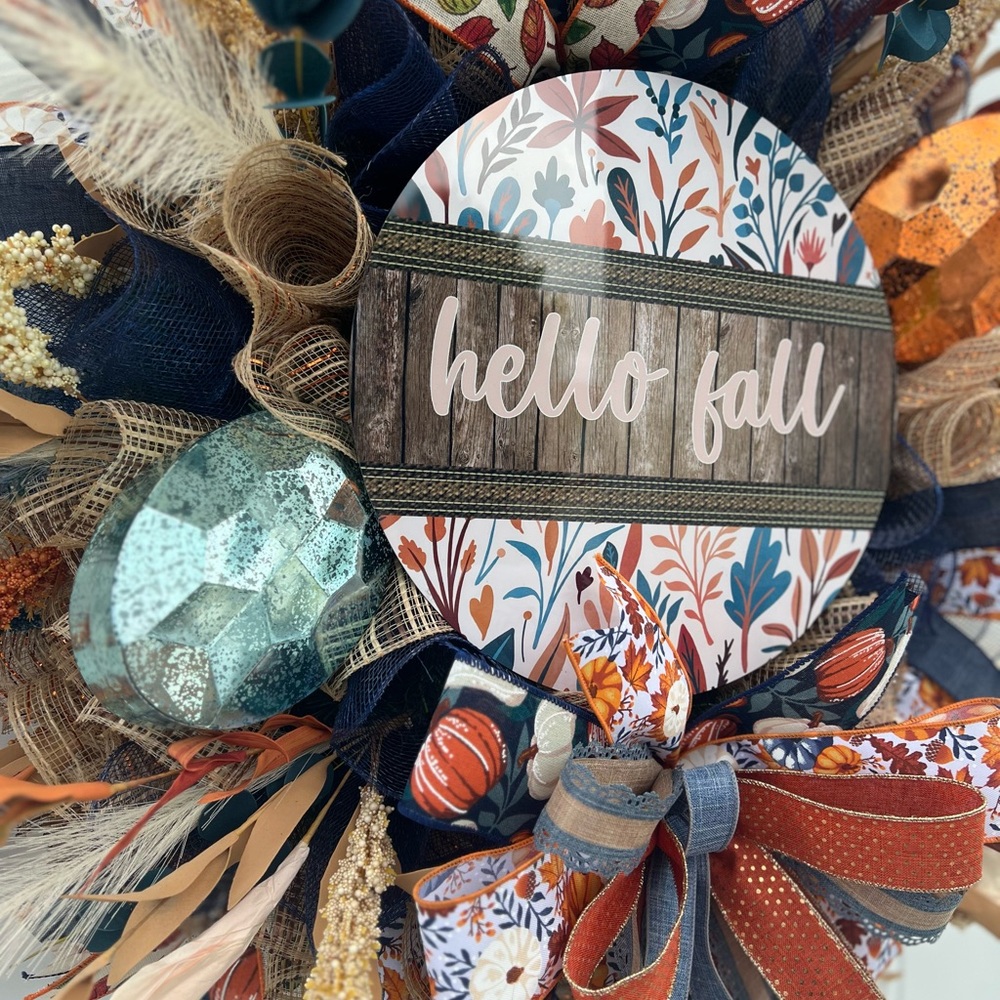 Large Handmade Fall Wreath Aprox 26” Cozy Fall vibes. - Picture 3 of 6